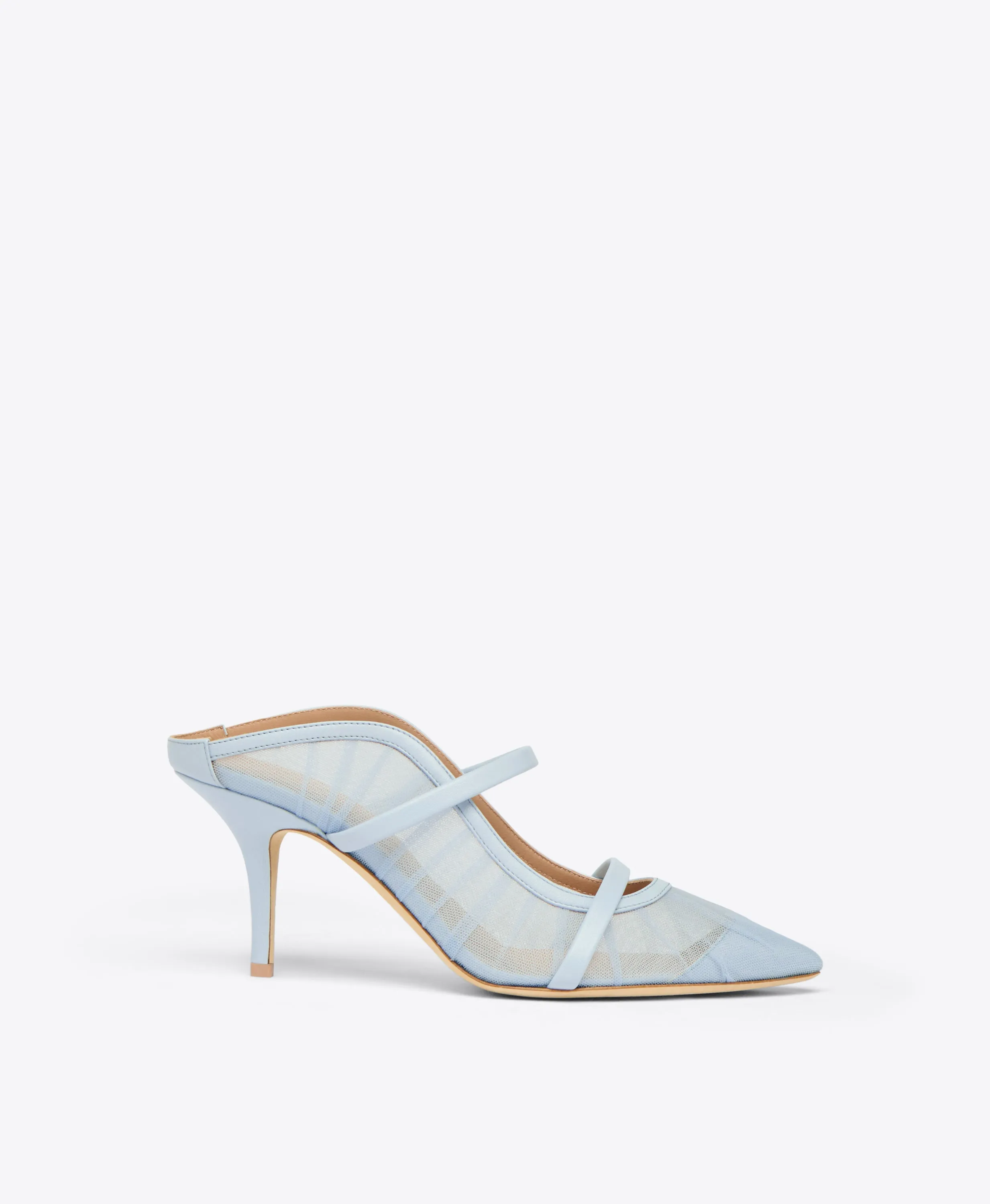 Maureen 70 Light Blue Tulle Heeled Mules