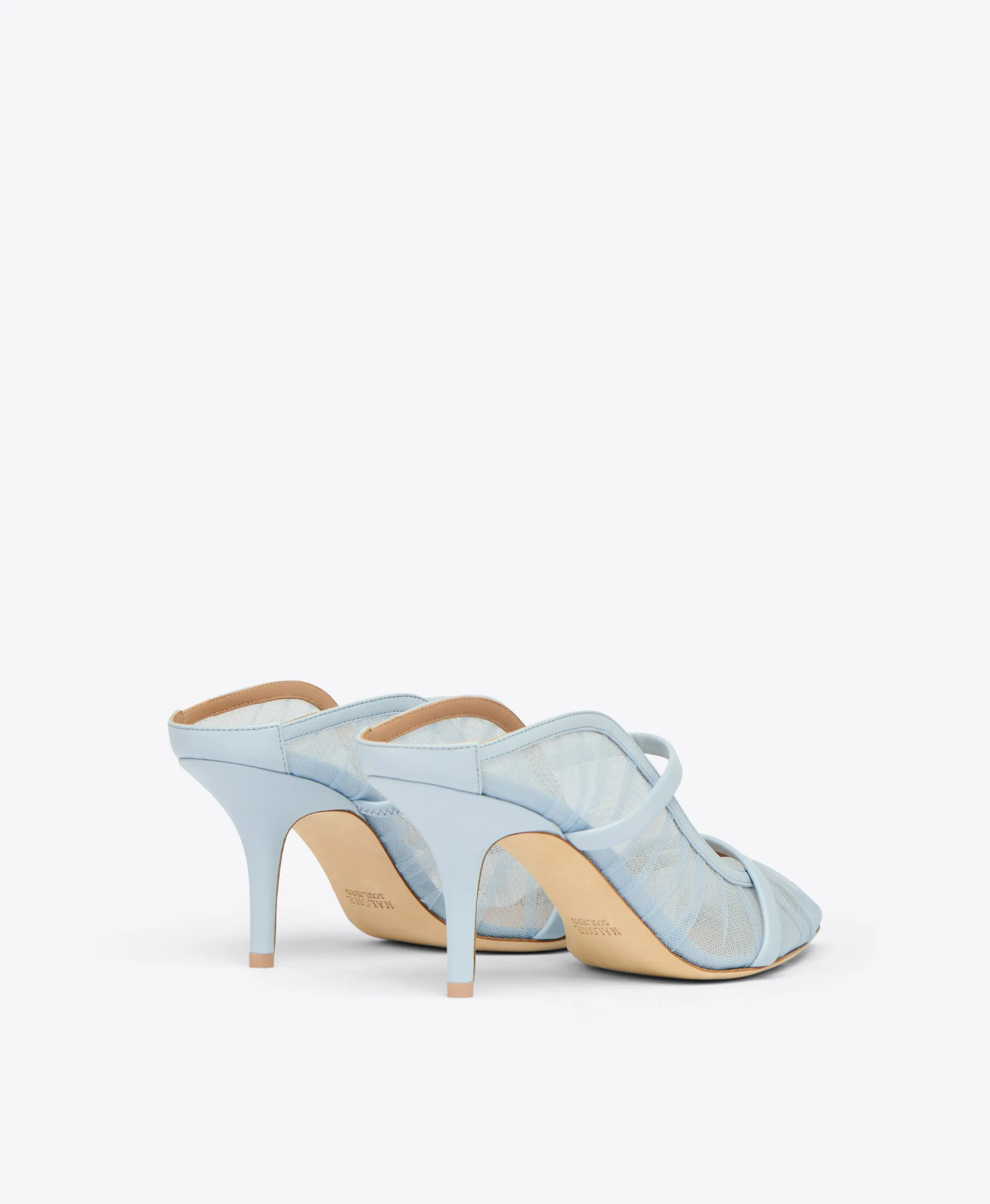 Maureen 70 Light Blue Tulle Heeled Mules