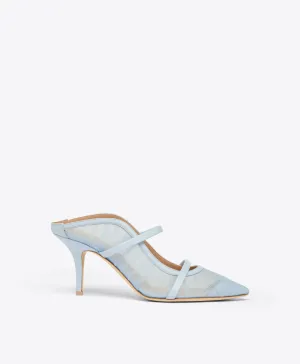 Maureen 70 Light Blue Tulle Heeled Mules