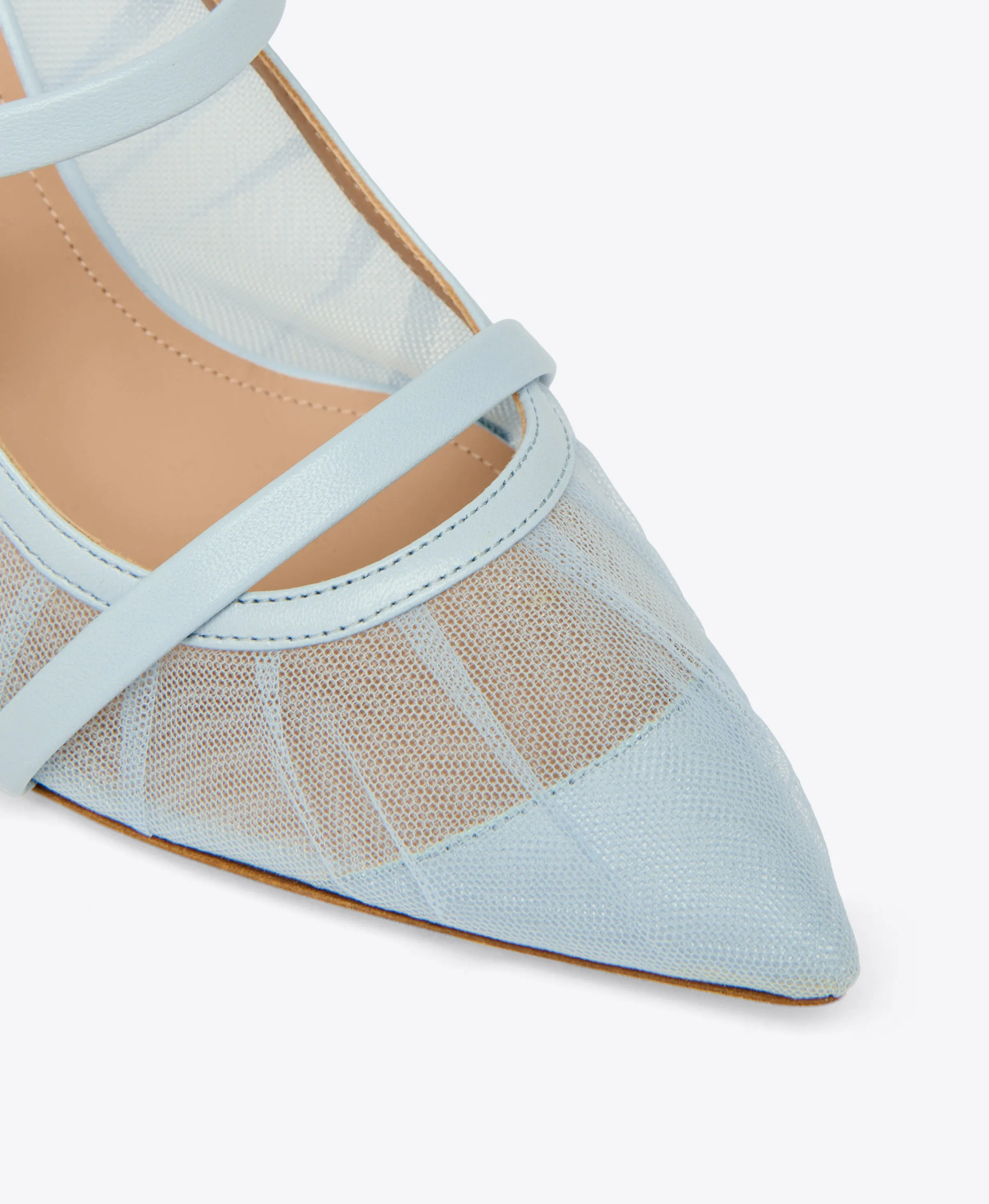 Maureen 70 Light Blue Tulle Heeled Mules
