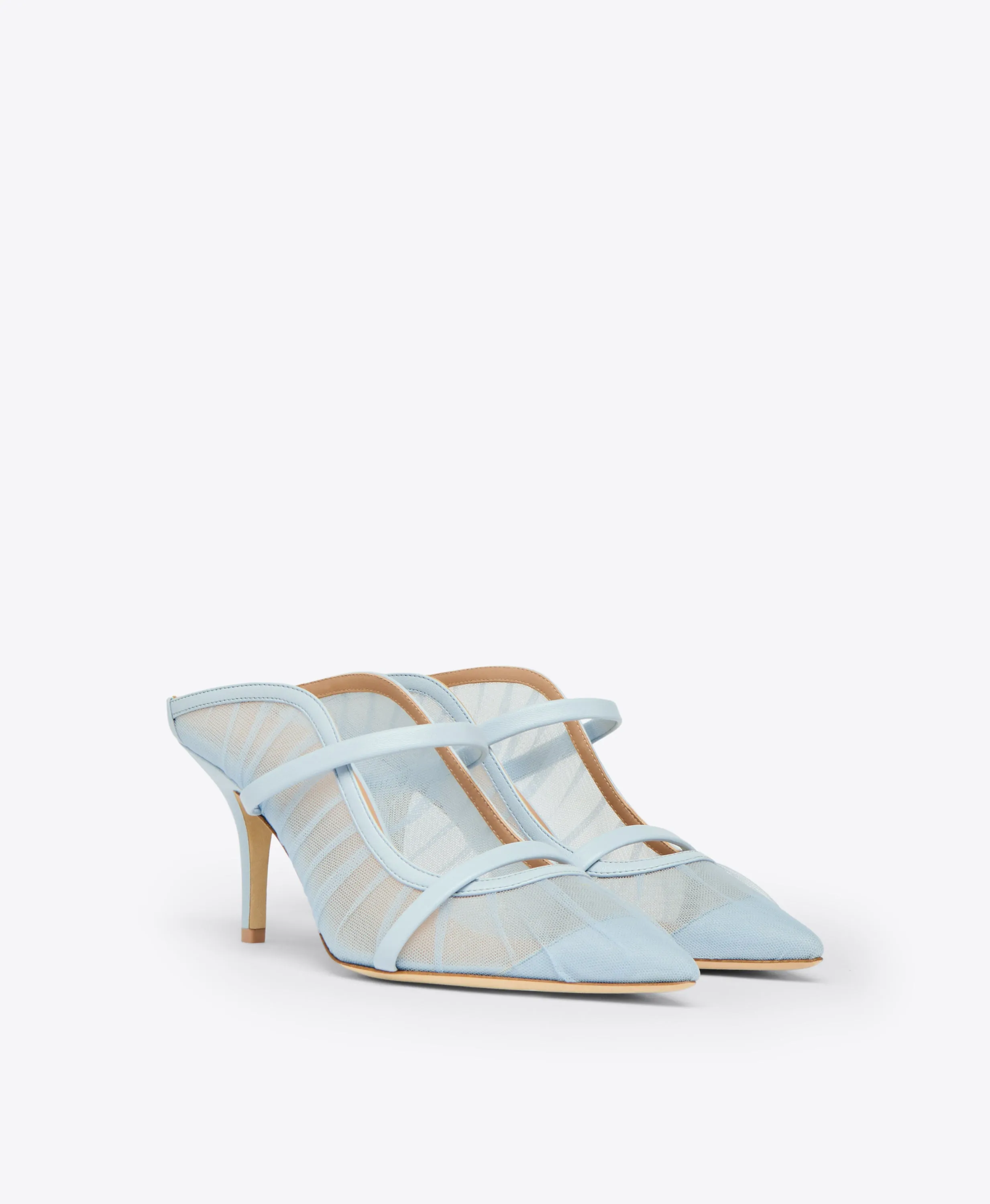 Maureen 70 Light Blue Tulle Heeled Mules